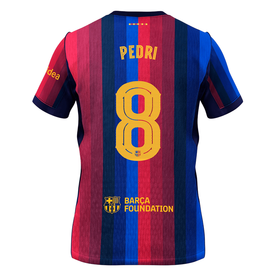 PEDRI #8 Men Fan 26/27 Barcelona Home Soccer Jersey Short Sleeve Blue&Garnet