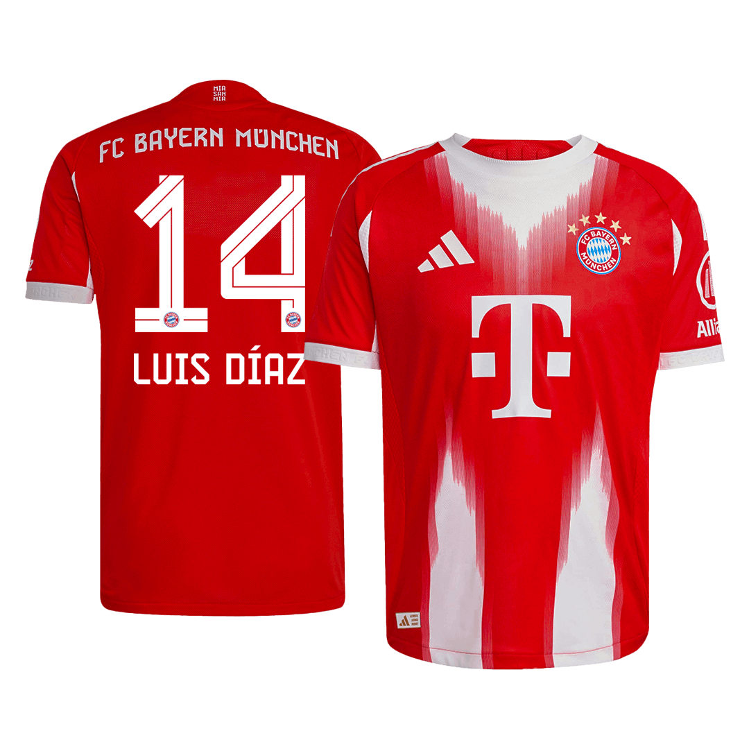 Authentic LUIS DÍAZ #14 Bayern Munich Home Soccer Jersey 2025/26 Red