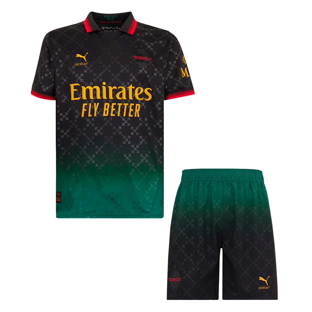 AC Milan Fourth Away Soccer Jersey Kit(Jersey+Shorts) 2024/25 Green&Black