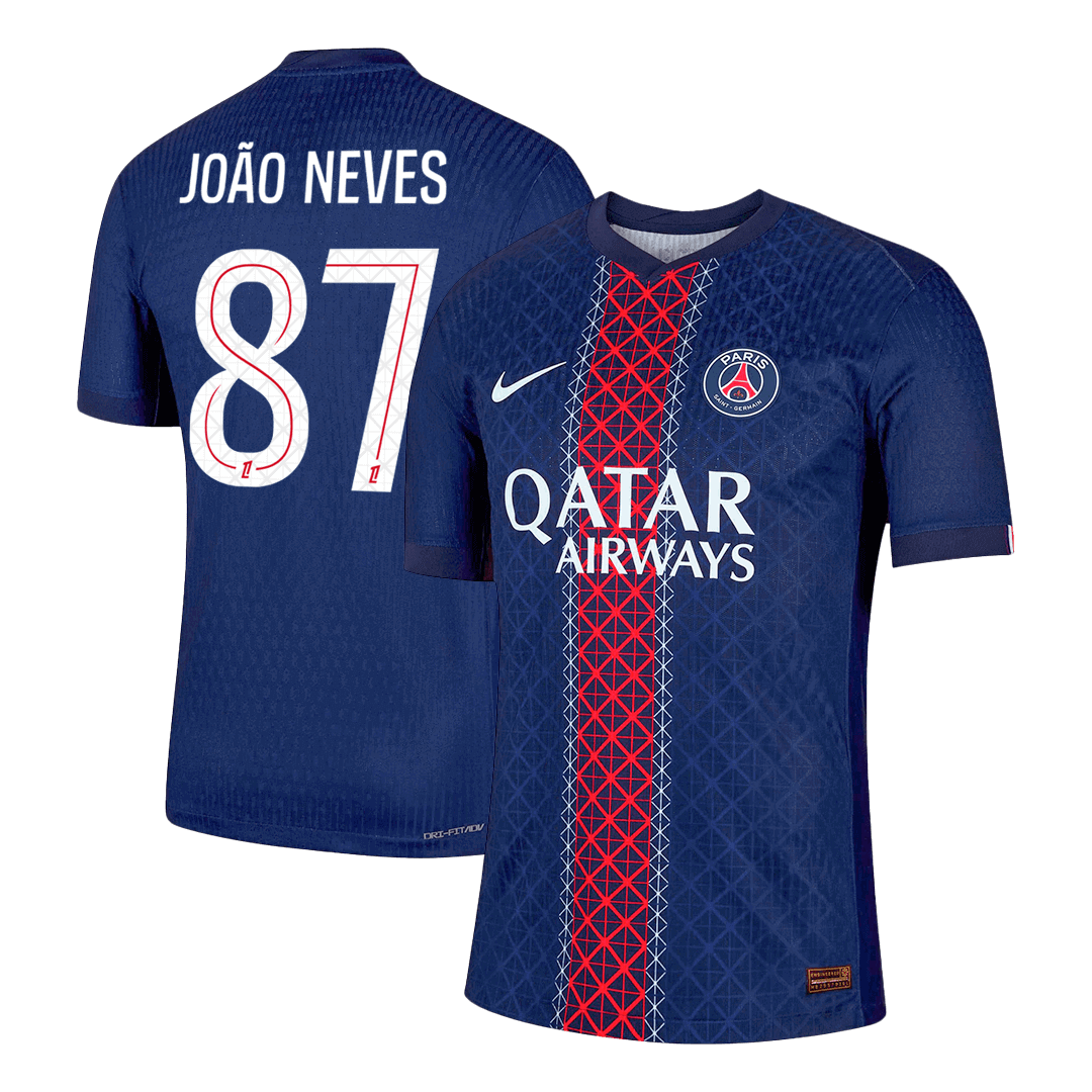 Authentic JOÃO NEVES #87 PSG Home Soccer Jersey 2025/26