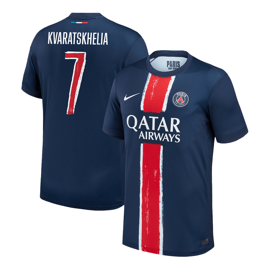 KVARATSKHELIA #7 PSG Home Soccer Jersey 2024/25 Navy - UCL