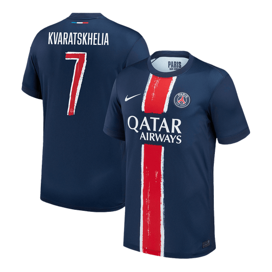 KVARATSKHELIA #7 PSG Home Soccer Jersey 2024/25 Navy - UCL