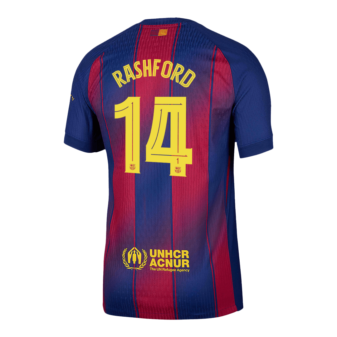 Authentic RASHFORD #14 Barcelona Home Soccer Jersey 2025/26 Red&Blue - UCL