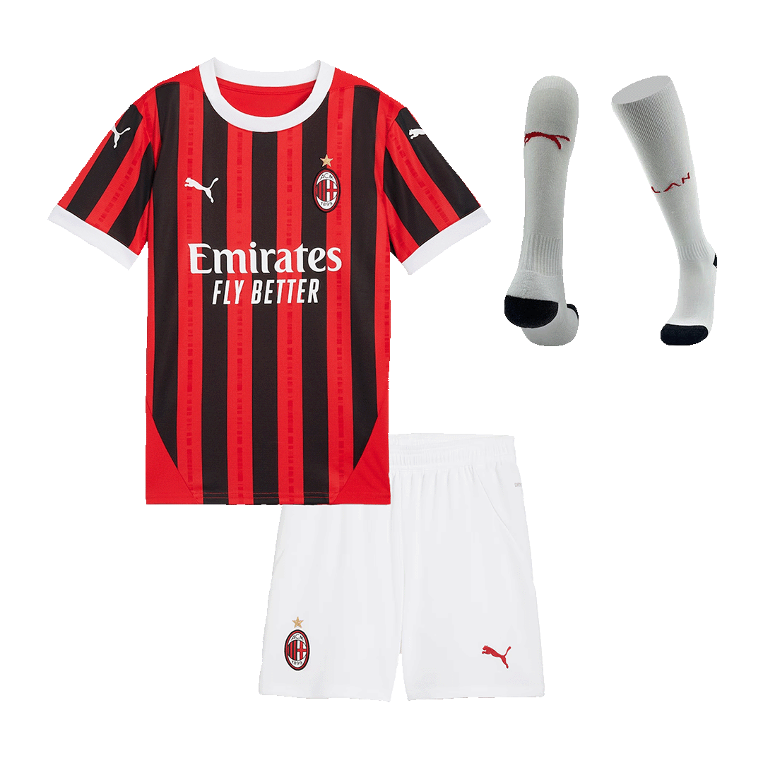 Kid's AC Milan Home Soccer Jersey Kit(Jersey+Shorts+Socks) 2024/25