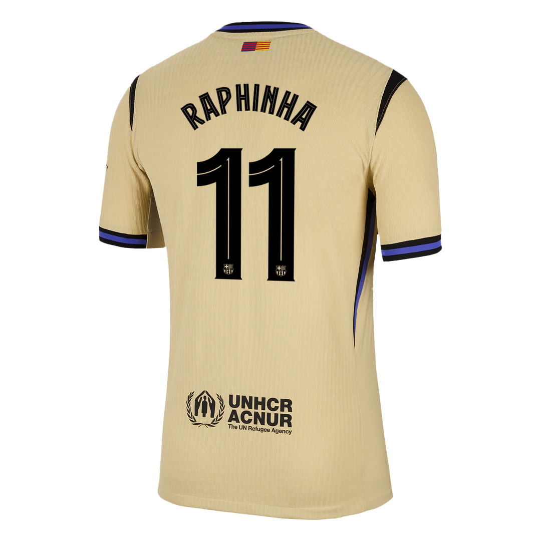 Authentic RAPHINHA #11 Barcelona Away Soccer Jersey 2025/26 Yellow - UCL