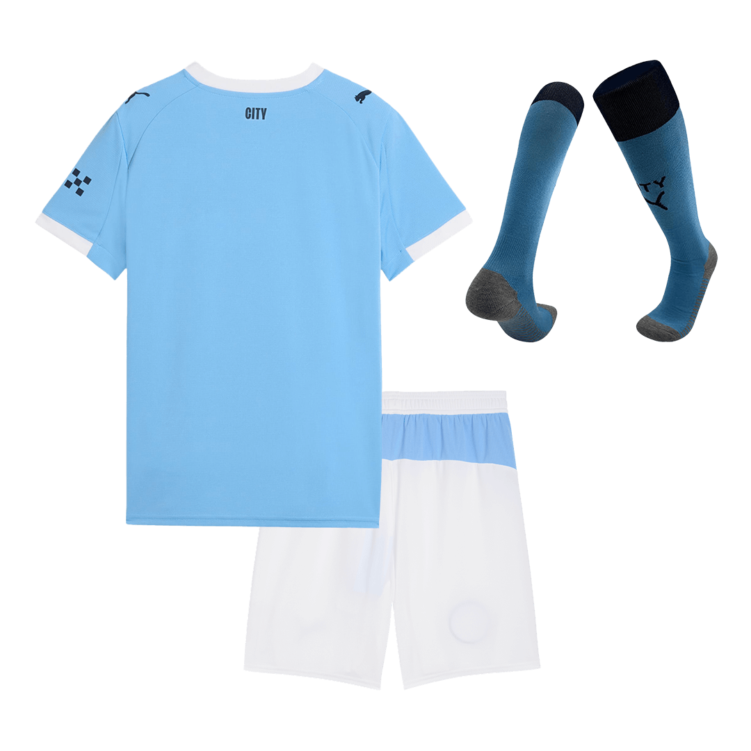 Kid's Manchester City Home Soccer Jersey Kit(Jersey+Shorts+Socks) 2025/26 Blue