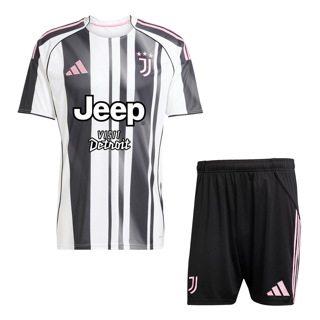 Juventus Home Soccer Jersey Kit(Jersey+Shorts) 2025/26 Black&White