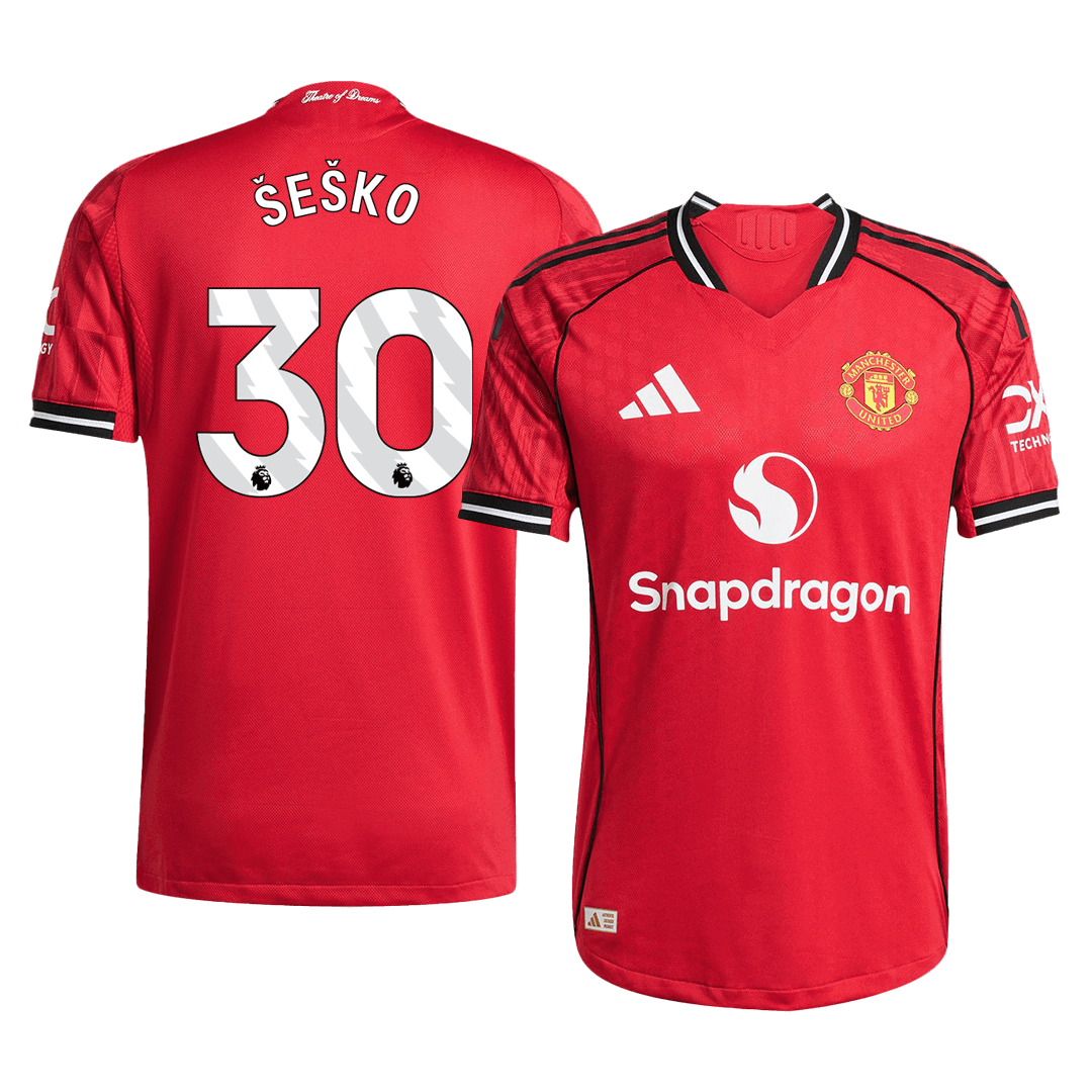ŠEŠKO #30 Authentic Manchester United Home Soccer Jersey 2025/26 Red