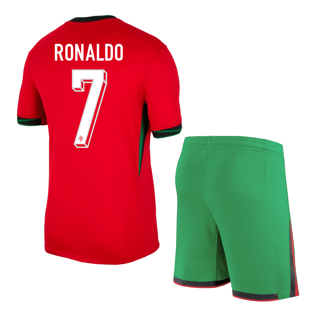 RONALDO #7 Portugal Home Soccer Jersey Kit(Jersey+Shorts) Euro 2024