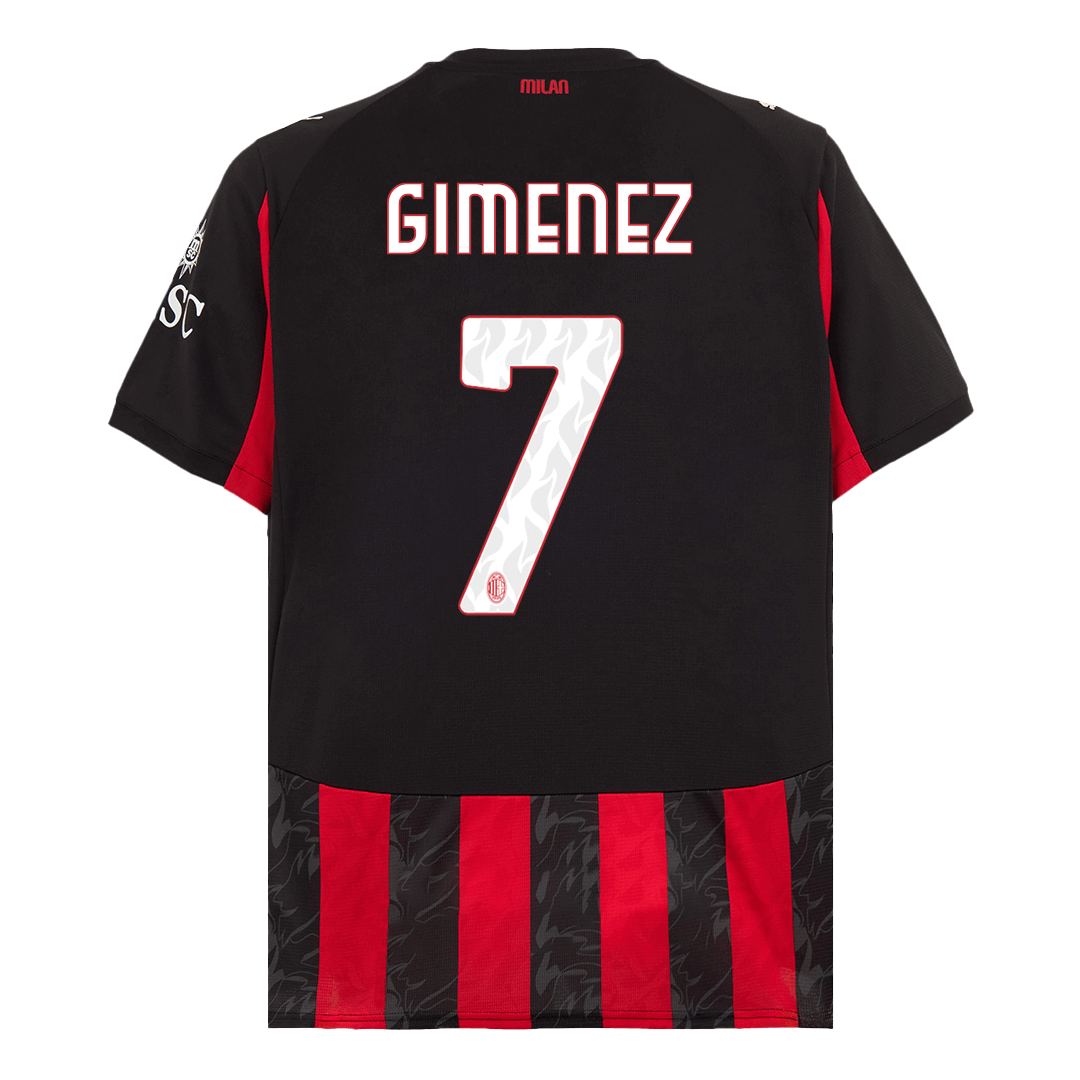 GIMENEZ #7 AC Milan Home Soccer Jersey 2025/26 Red&Black