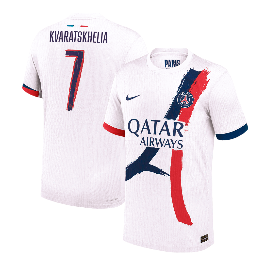 Authentic KVARATSKHELIA #7 PSG Away Soccer Jersey 2024/25 White - UCL