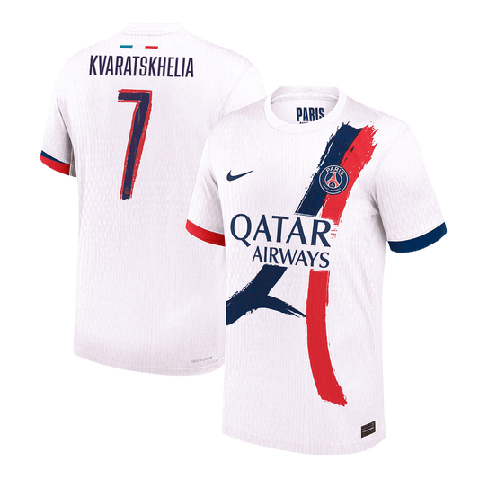 Authentic KVARATSKHELIA #7 PSG Away Soccer Jersey 2024/25 White - UCL