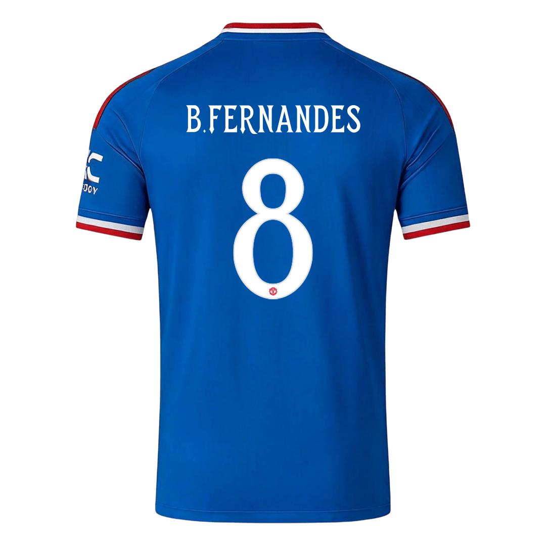 B. FERNANDES #8 Manchester United Away Soccer Jersey 2026/27 Blue - UCL