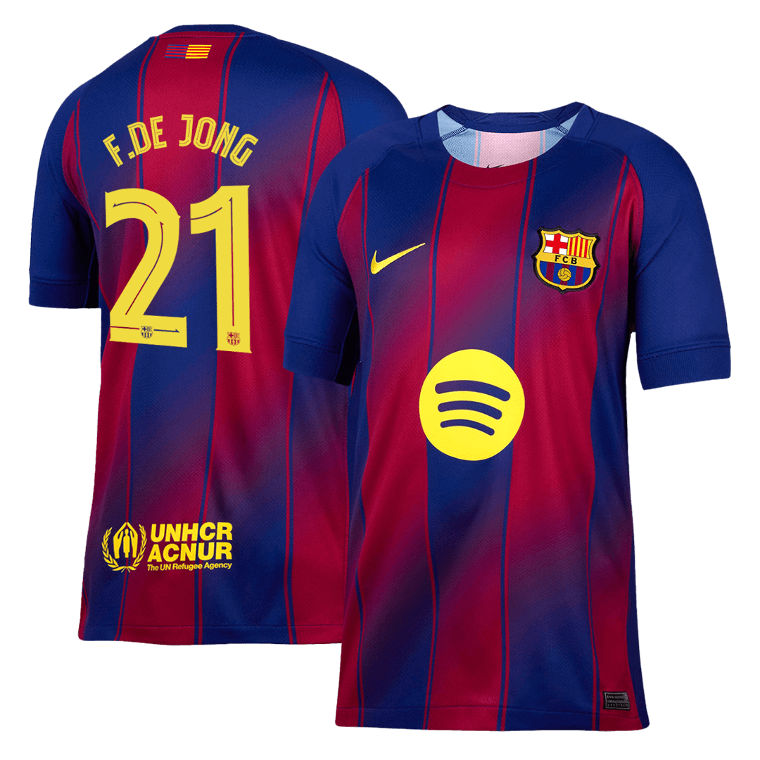 F.DE JONG #21 Barcelona Home Soccer Jersey 2025/26 Red&Blue - UCL