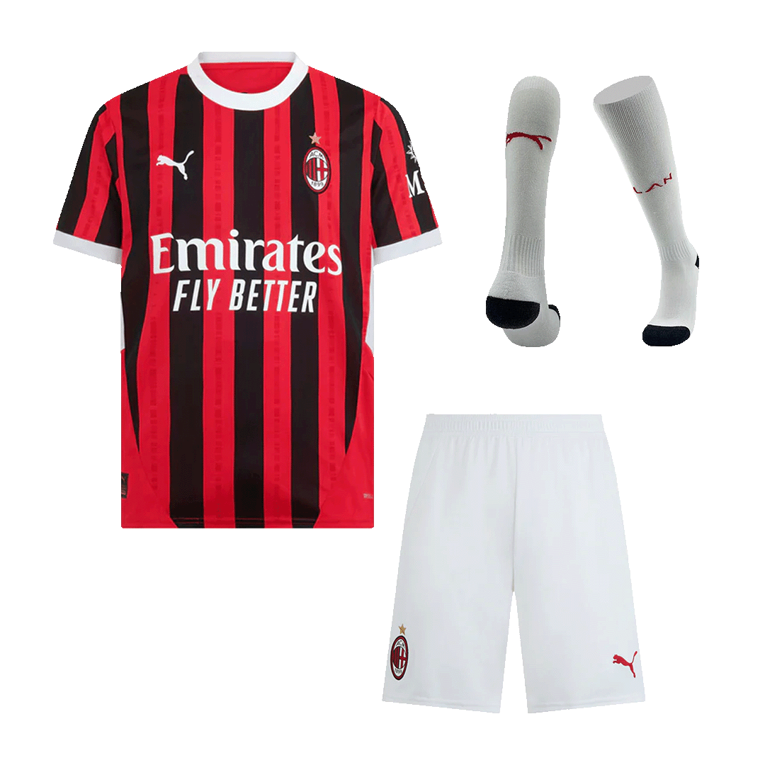AC Milan Home Soccer Jersey Kit(Jersey+Shorts+Socks) 2024/25