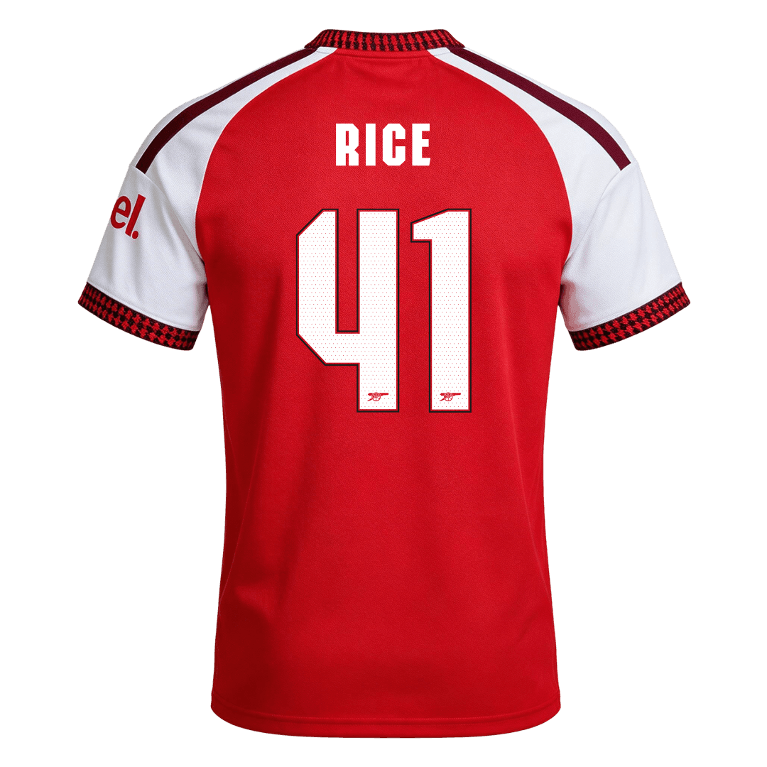RICE #41 Arsenal Home Soccer Jersey 26/27 Red- UCL