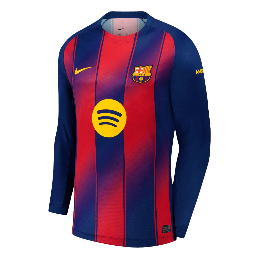 25/26 Barcelona Home Long Sleeve Soccer Jersey Red&Blue