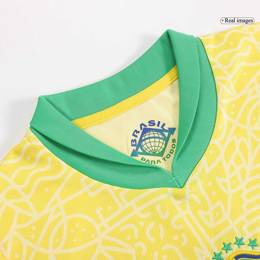 Kid's Brazil Home Soccer Jersey Kit(Jersey+Shorts) Copa America 2024
