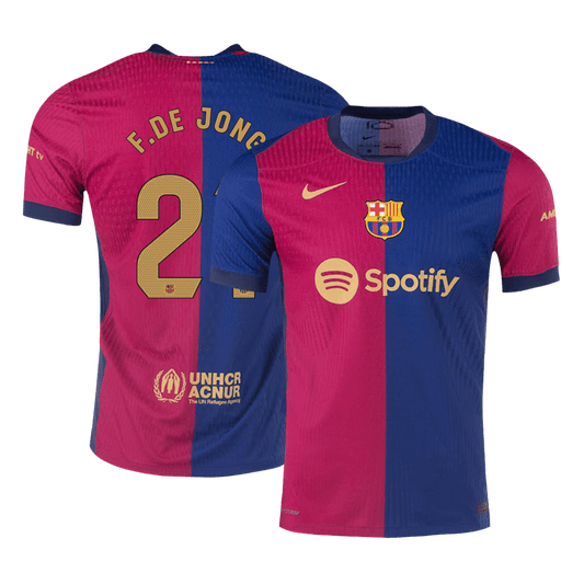 Authentic F.DE JONG #21 Barcelona Home Soccer Jersey 2024/25- - old sponsor