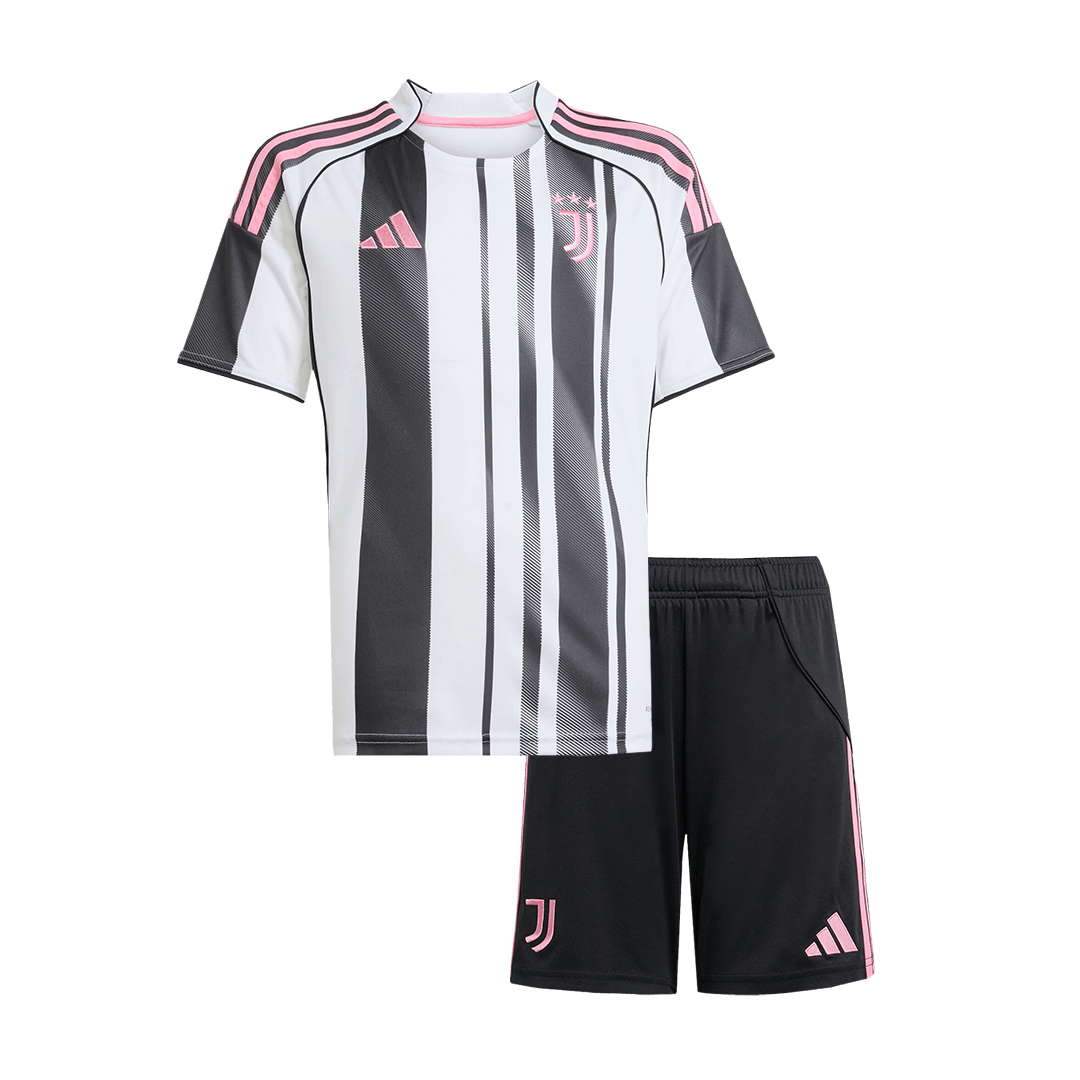 Kid's Juventus Home Soccer Jersey Kit(Jersey+Shorts) 2025/26 Black&White