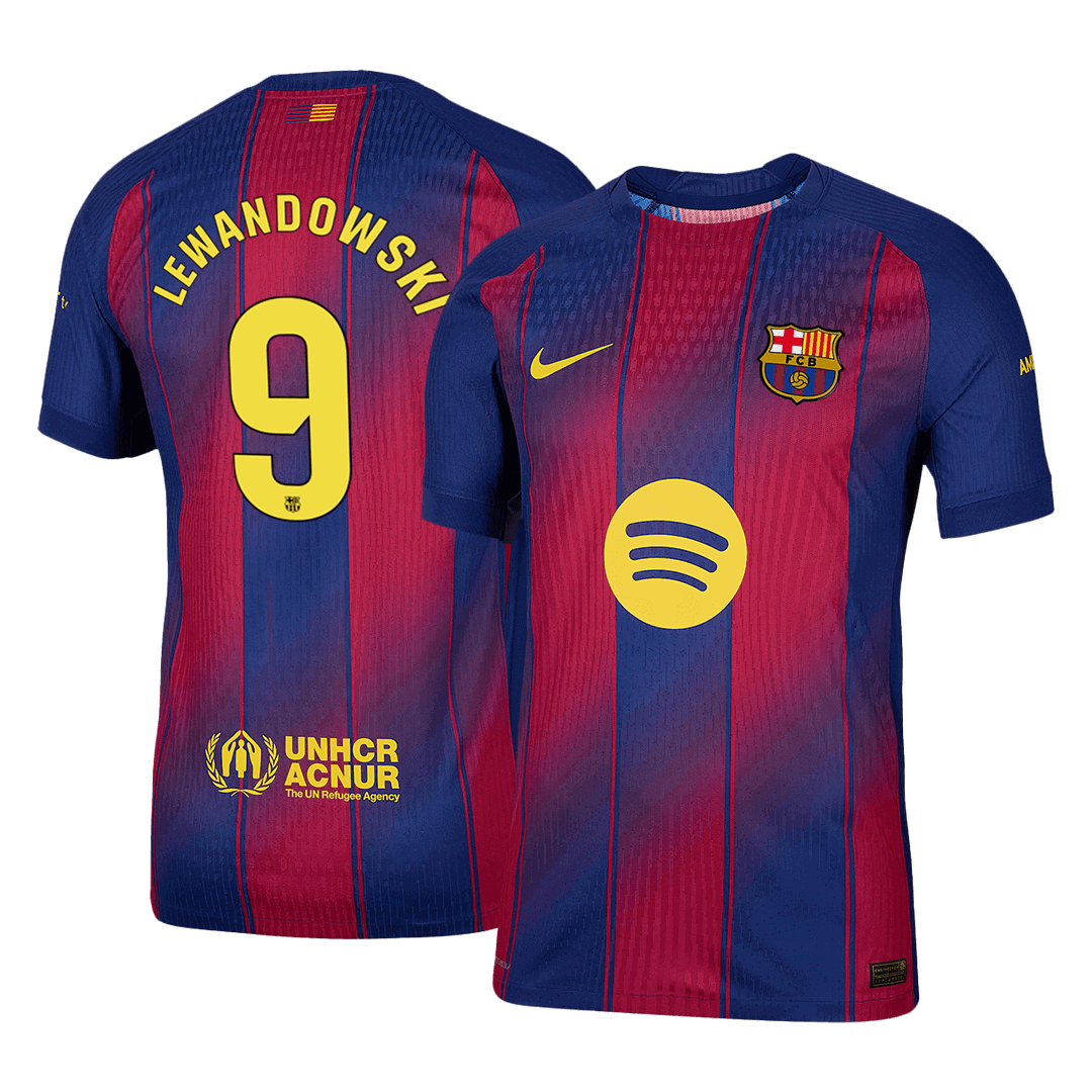 Authentic LEWANDOWSKI #9 Barcelona Home Soccer Jersey 2025/26 Red&Blue