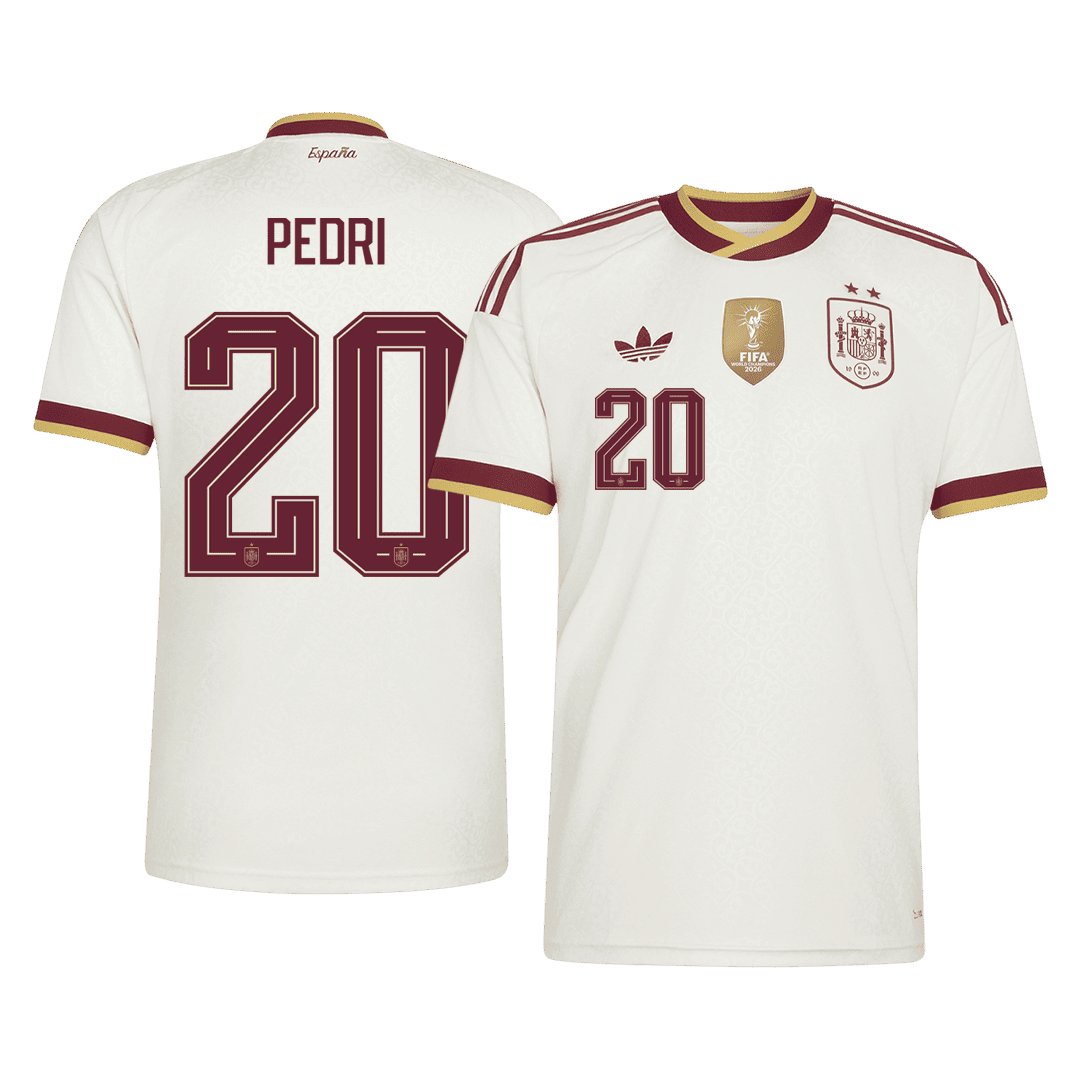 PEDRI #20 Spain Champion Edition Away Soccer Jersey World Cup 2026 White