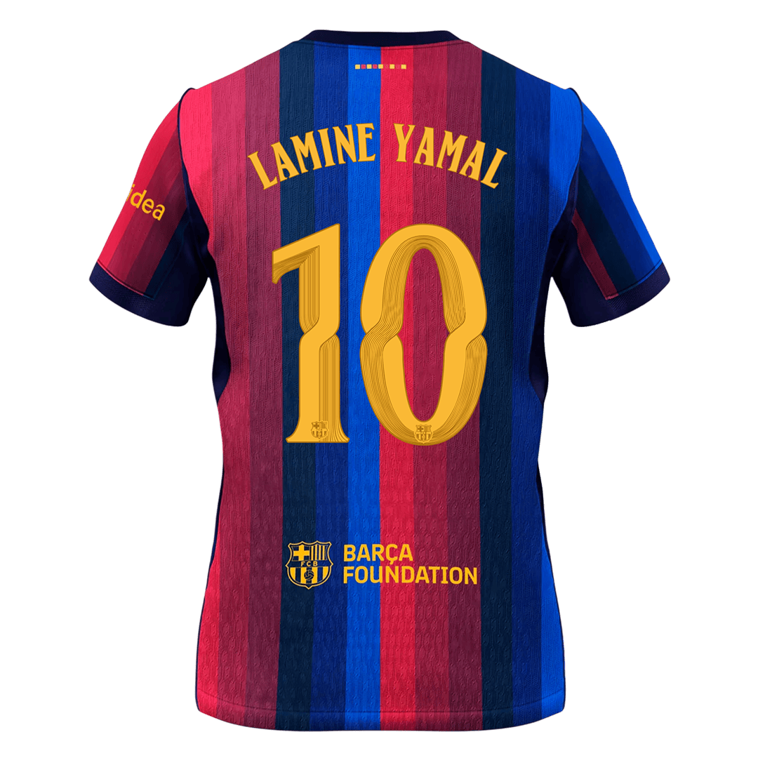 LAMINE YAMAL#10 Men Fan 26/27 Barcelona Home Soccer Jersey Short Sleeve Blue&Garnet -UCL