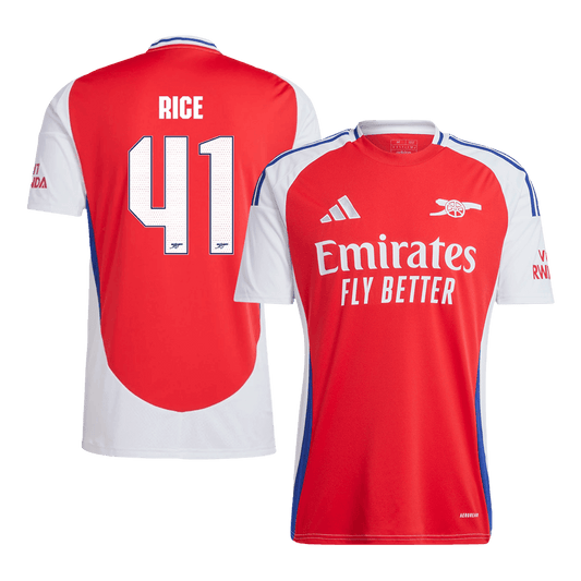 RICE #41 Arsenal Home Soccer Jersey 2024/25 Red - UCL