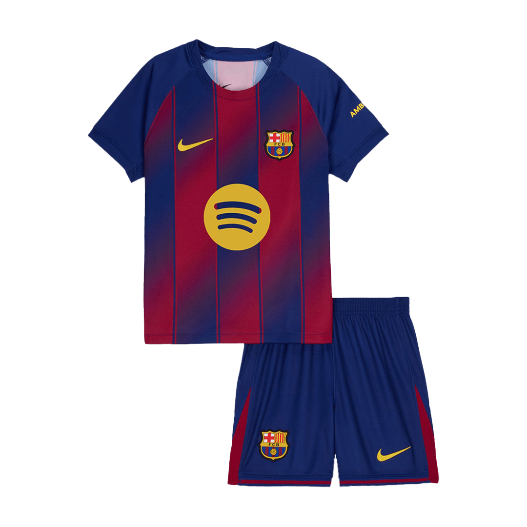 Kid's Barcelona Home Soccer Jersey Kit(Jersey+Shorts) 2025/26 Red&Blue