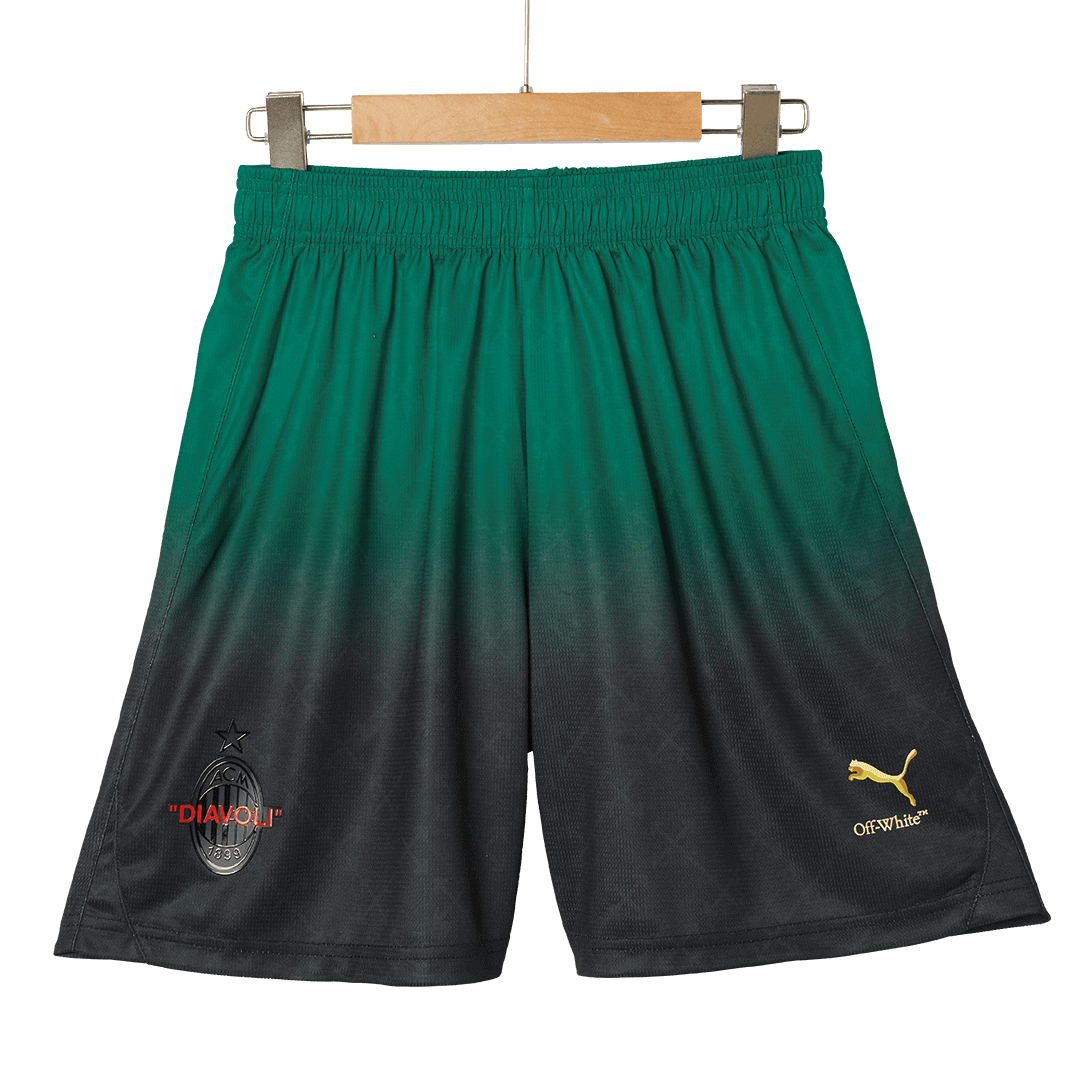 AC Milan Fourth Away Soccer Jersey Kit(Jersey+Shorts) 2024/25 Green&Black