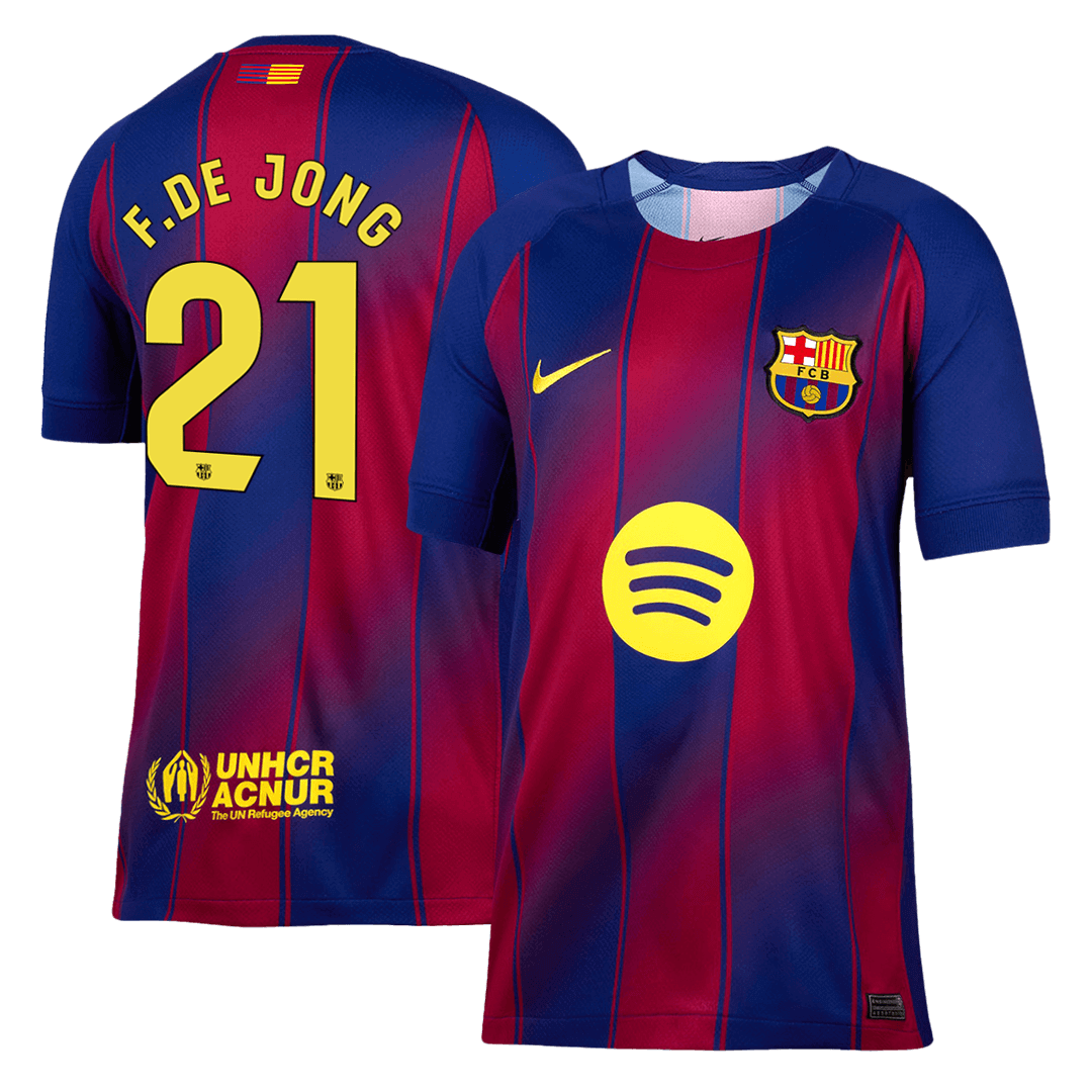 F.DE JONG #21 Barcelona Home Soccer Jersey 2025/26 Red&Blue