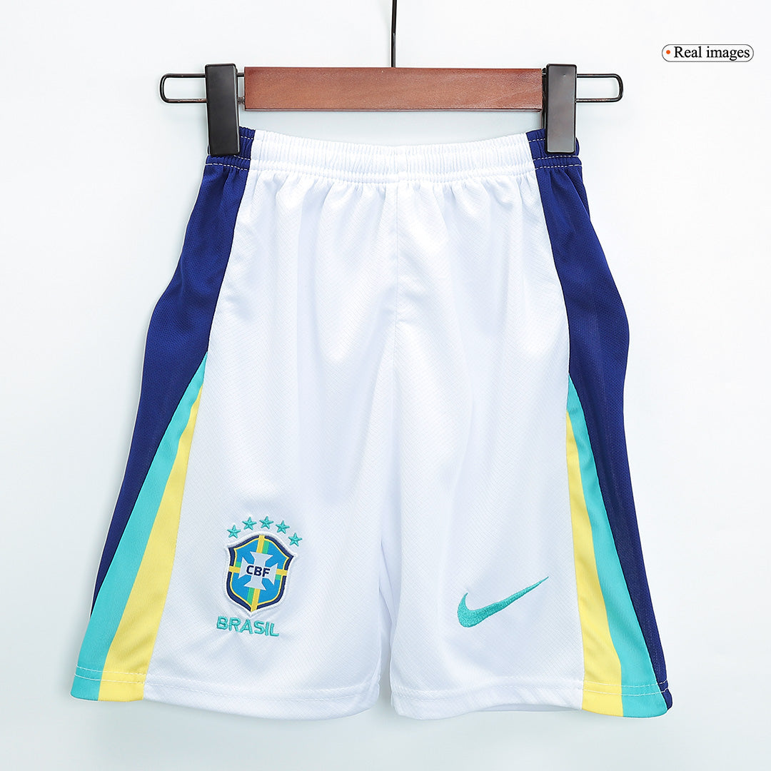 Kid's Brazil Away Soccer Jersey Kit(Jersey+Shorts+Socks) Copa America 2024