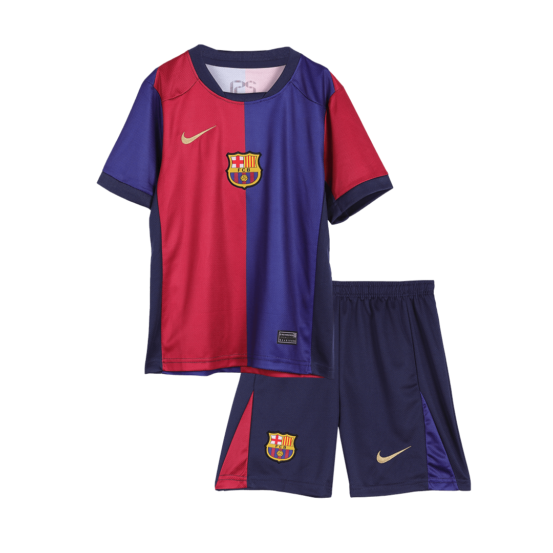 Kid's Barcelona Home Soccer Jersey Kit(Jersey+Shorts) 2024/25 Spotify Logo Without Text