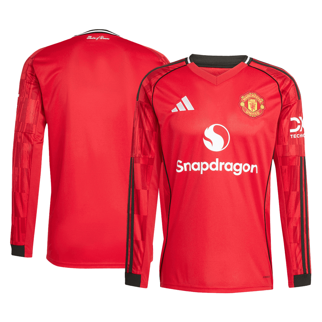 Manchester United Home Long Sleeve Soccer Jersey 2025/26 Red