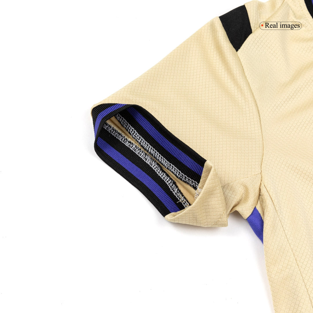Kid's Barcelona Away Soccer Jersey Kit(Jersey+Shorts+Socks) 2025/26 Yellow&Black