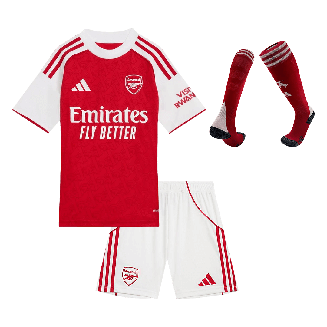 Kid's Arsenal Home Soccer Jersey Kit(Jersey+Shorts+Socks) 2025/26 Red