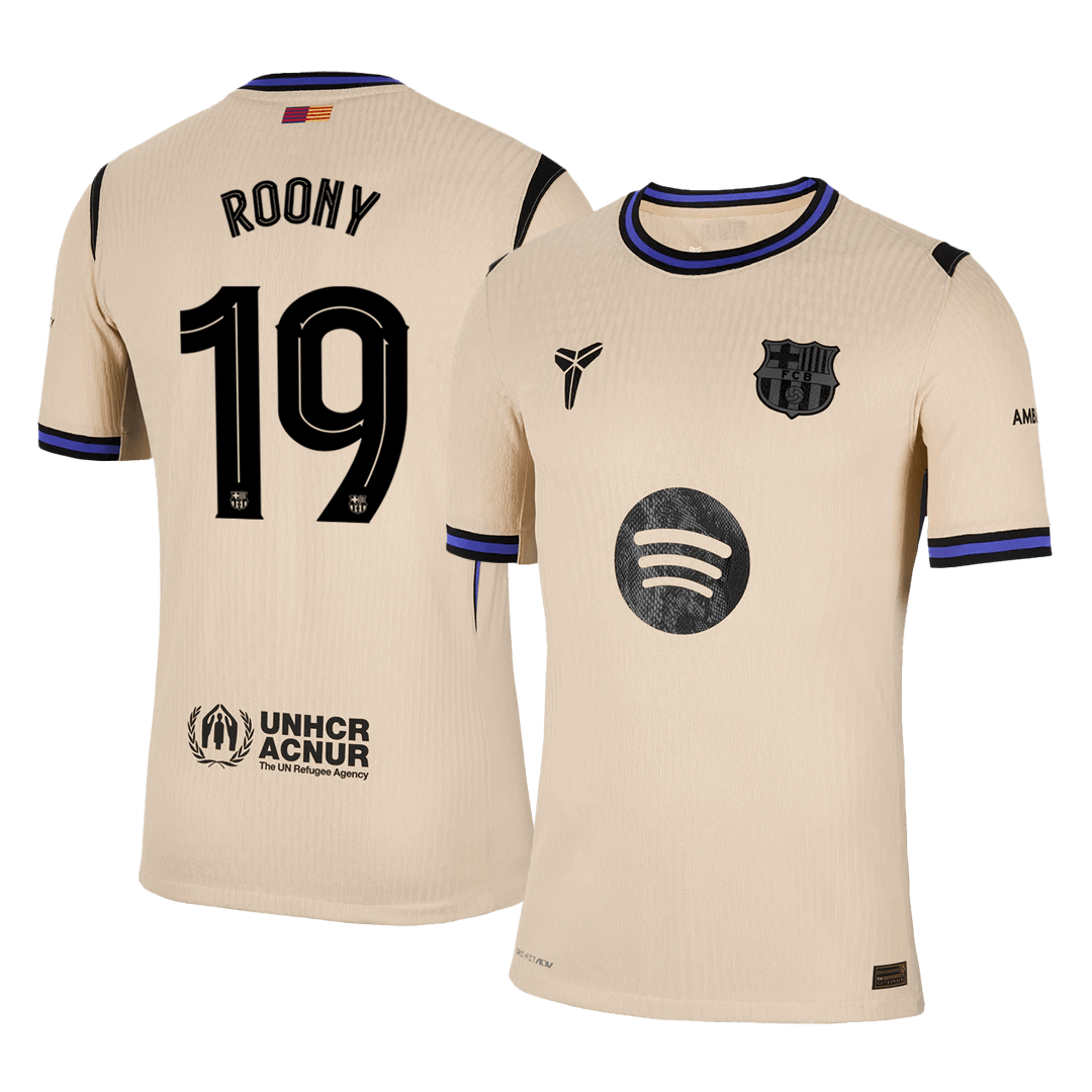ROONY #19 Authentic Barcelona Away Soccer Jersey 2025/26 Yellow - UCL