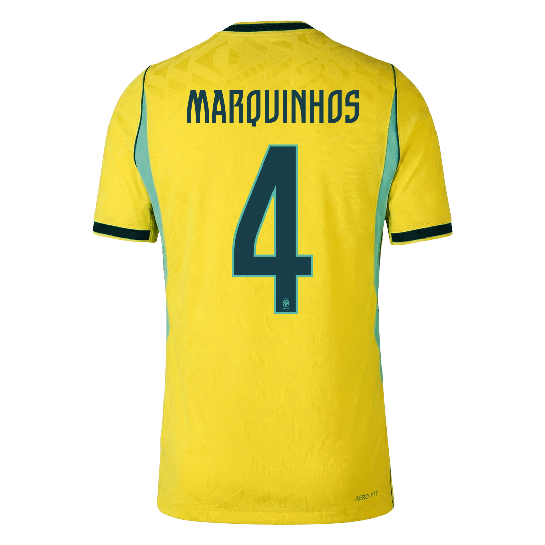 Authentic MARQUINHOS #4 Brazil Home Soccer Jersey 2026