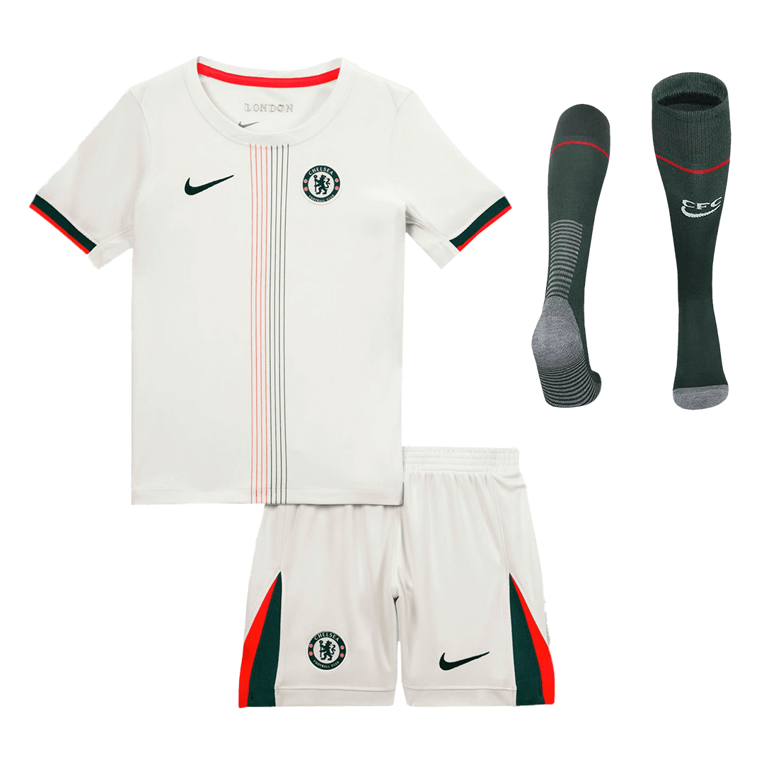 Kid's Chelsea Away Soccer Jersey Kit(Jersey+Shorts+Socks) 2025/26 White