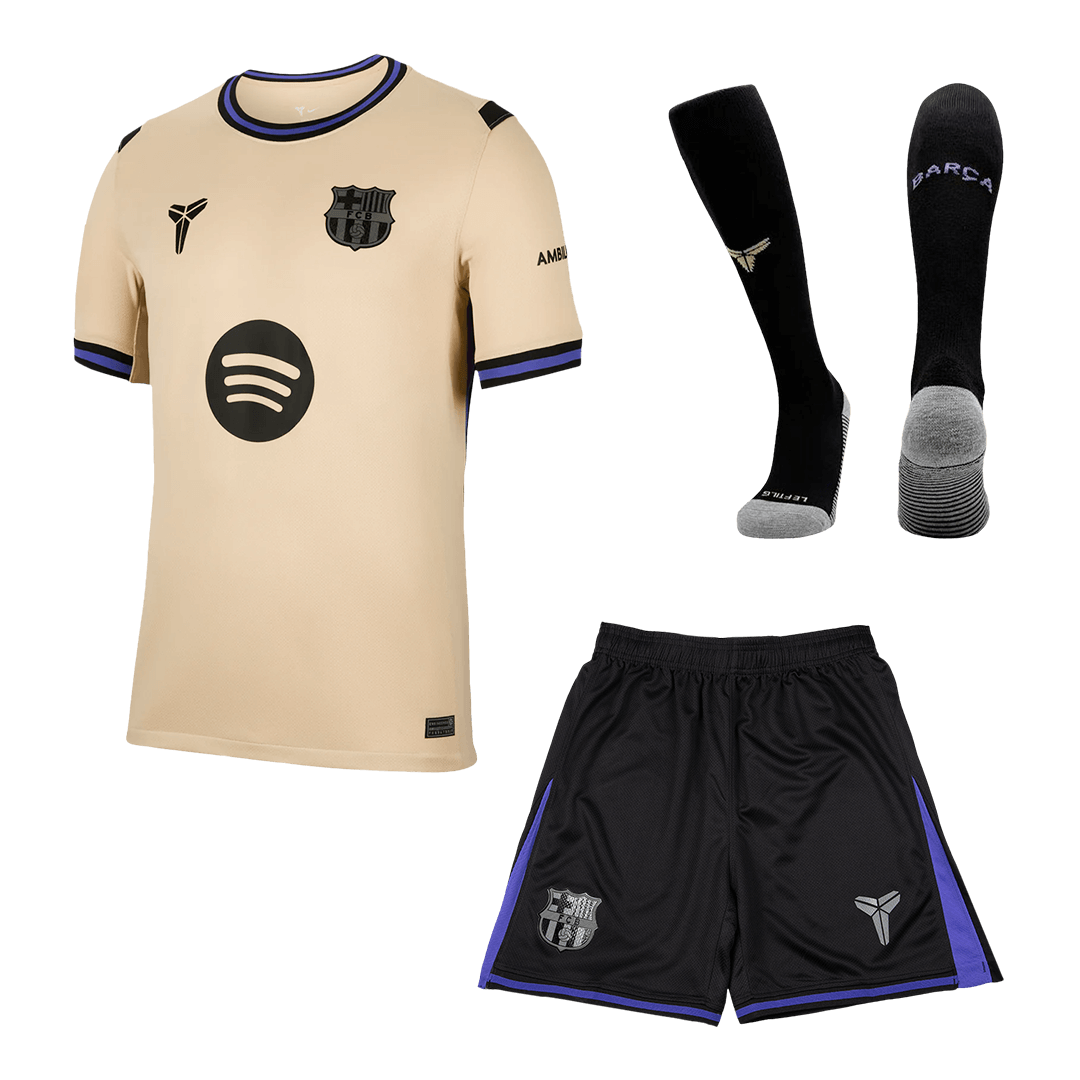 Barcelona Away Soccer Jersey Kit(Jersey+Shorts+Socks) 2025/26 Yellow&Black