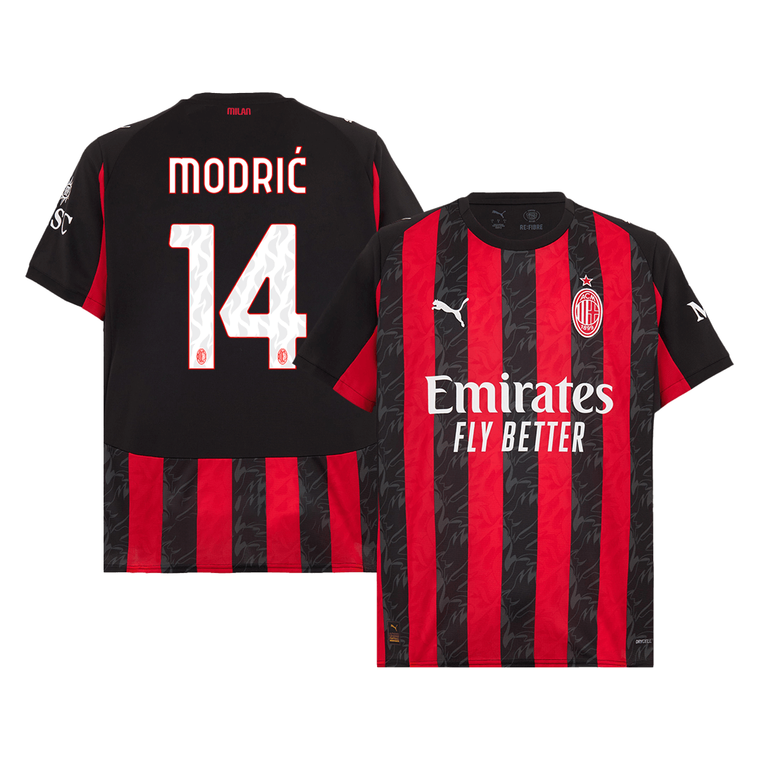 MODRIĆ #14 AC Milan Home Soccer Jersey 2025/26 Red&Black