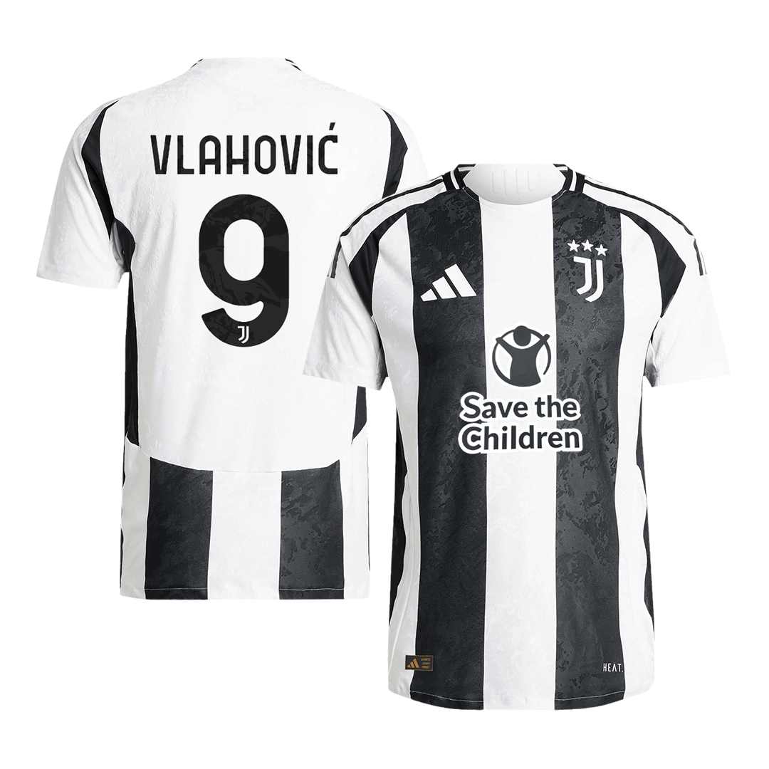 Authentic VLAHOVIĆ #9 Juventus Home Soccer Jersey 2024/25 - Save The Children Sponsor