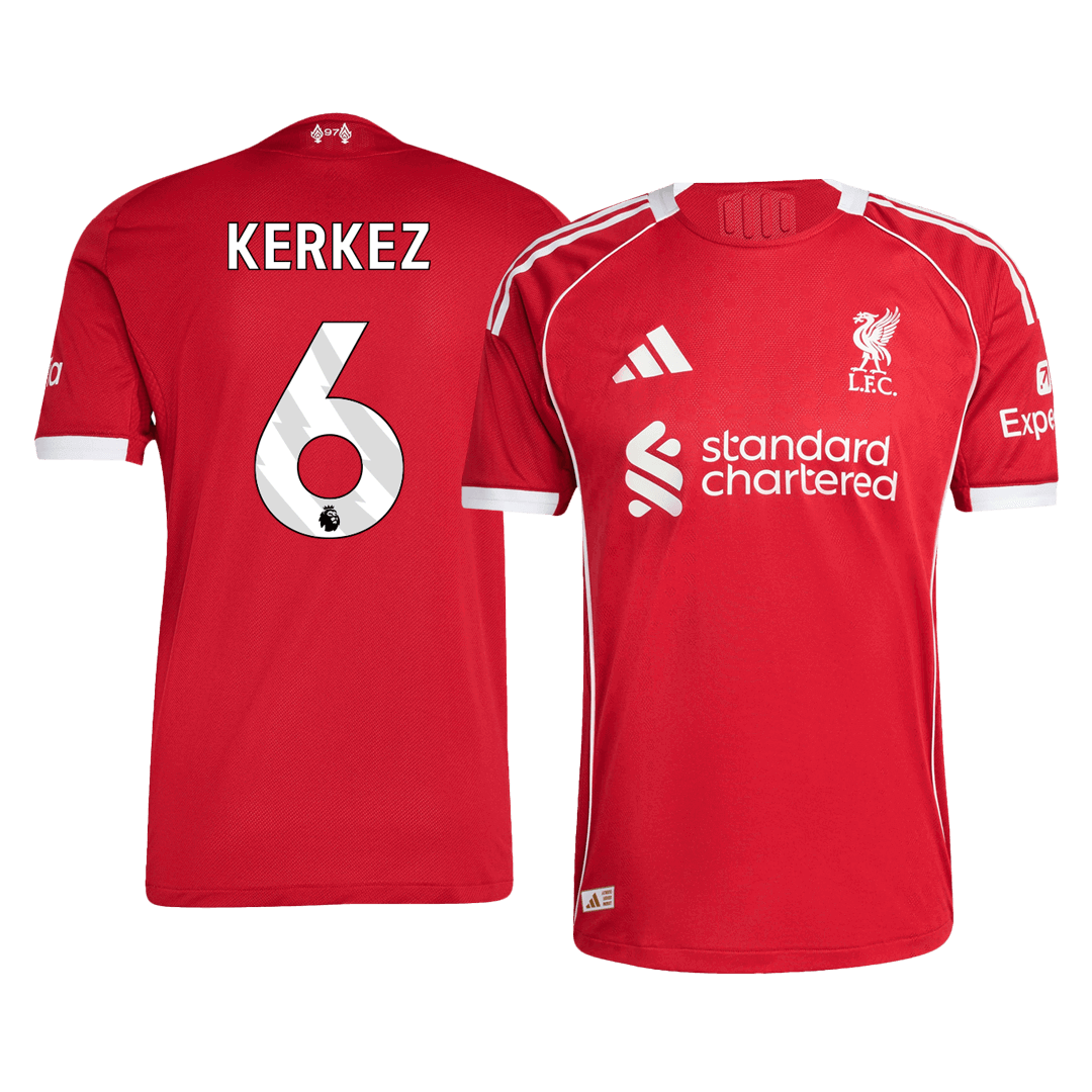 Authentic KERKEZ #6 Liverpool Home Soccer Jersey 2025/26 Red