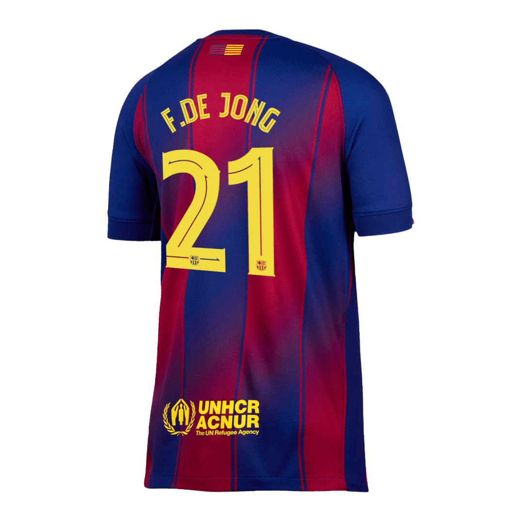 F.DE JONG #21 Barcelona Home Soccer Jersey 2025/26 Red&Blue - UCL