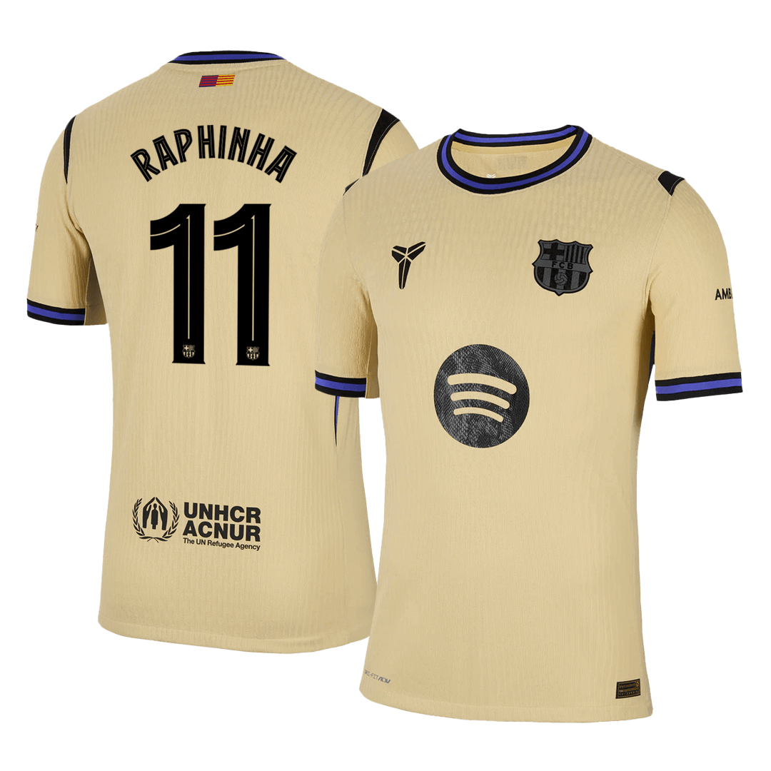 Authentic RAPHINHA #11 Barcelona Away Soccer Jersey 2025/26 Yellow - UCL