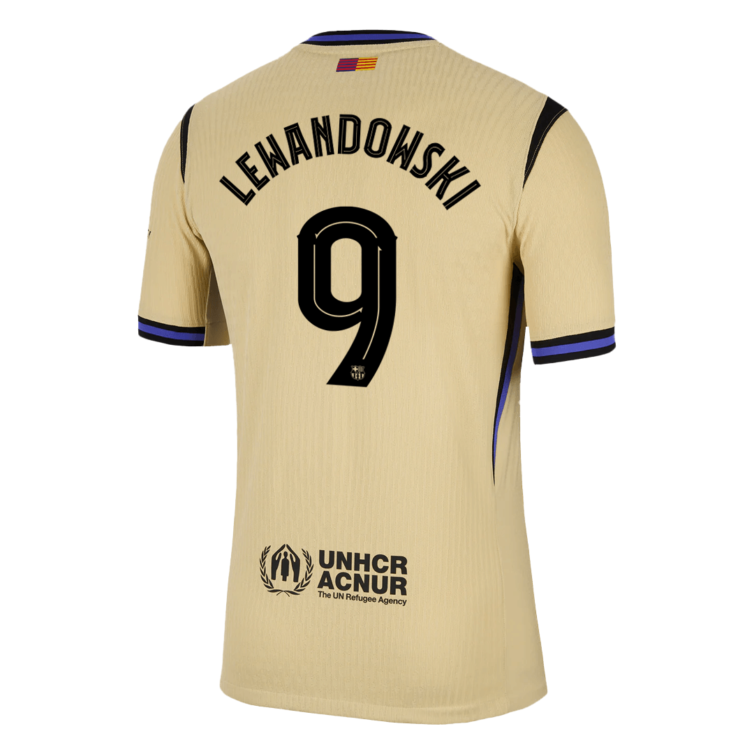 Authentic LEWANDOWSKI #9 Barcelona Away Soccer Jersey 2025/26 Yellow - UCL