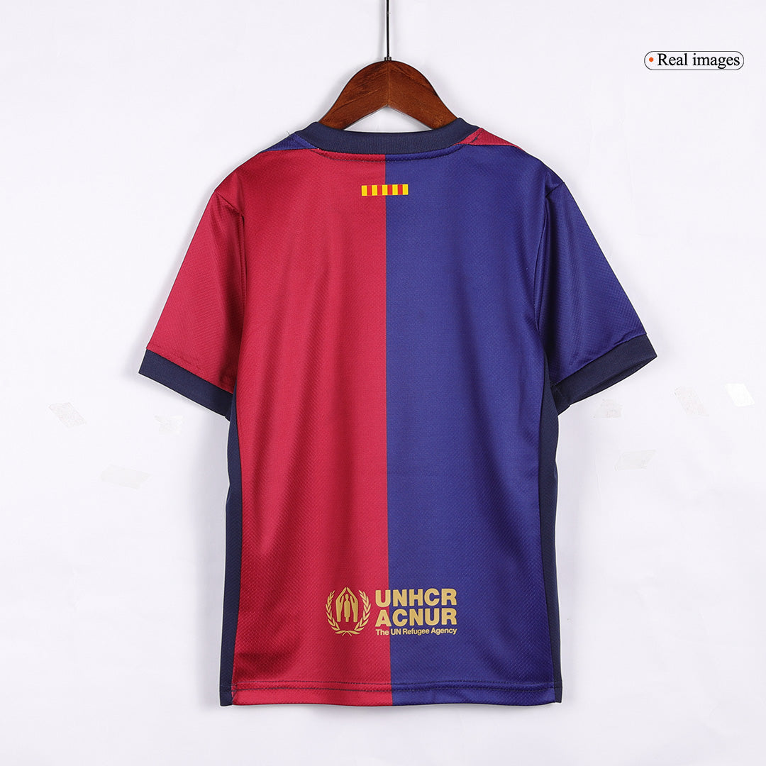 Kid's Barcelona Home Soccer Jersey Kit(Jersey+Shorts) 2024/25 Spotify Logo Without Text