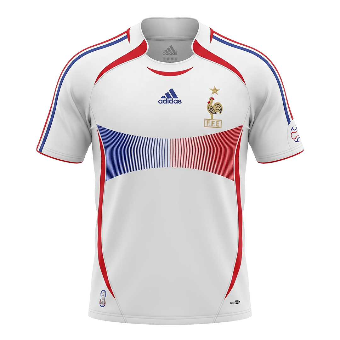 Men Retro Fan Version 2006 France Away Soccer Jersey Short Sleeve White