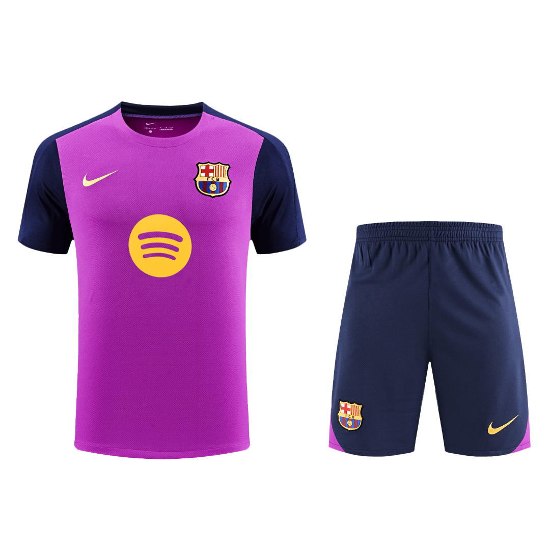 Barcelona Pre-Match Training Soccer Jersey Kit(Jersey+Shorts) 2025/26 Purple