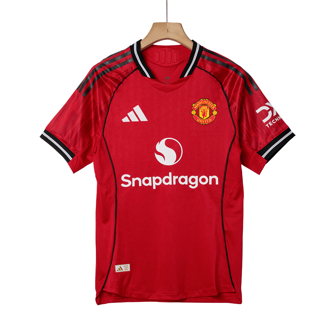 Authentic B.FERNANDES #8 Manchester United Home Soccer Jersey 2025/26 Red